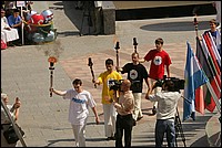 Russian students, carrying the symbolic olympic fire